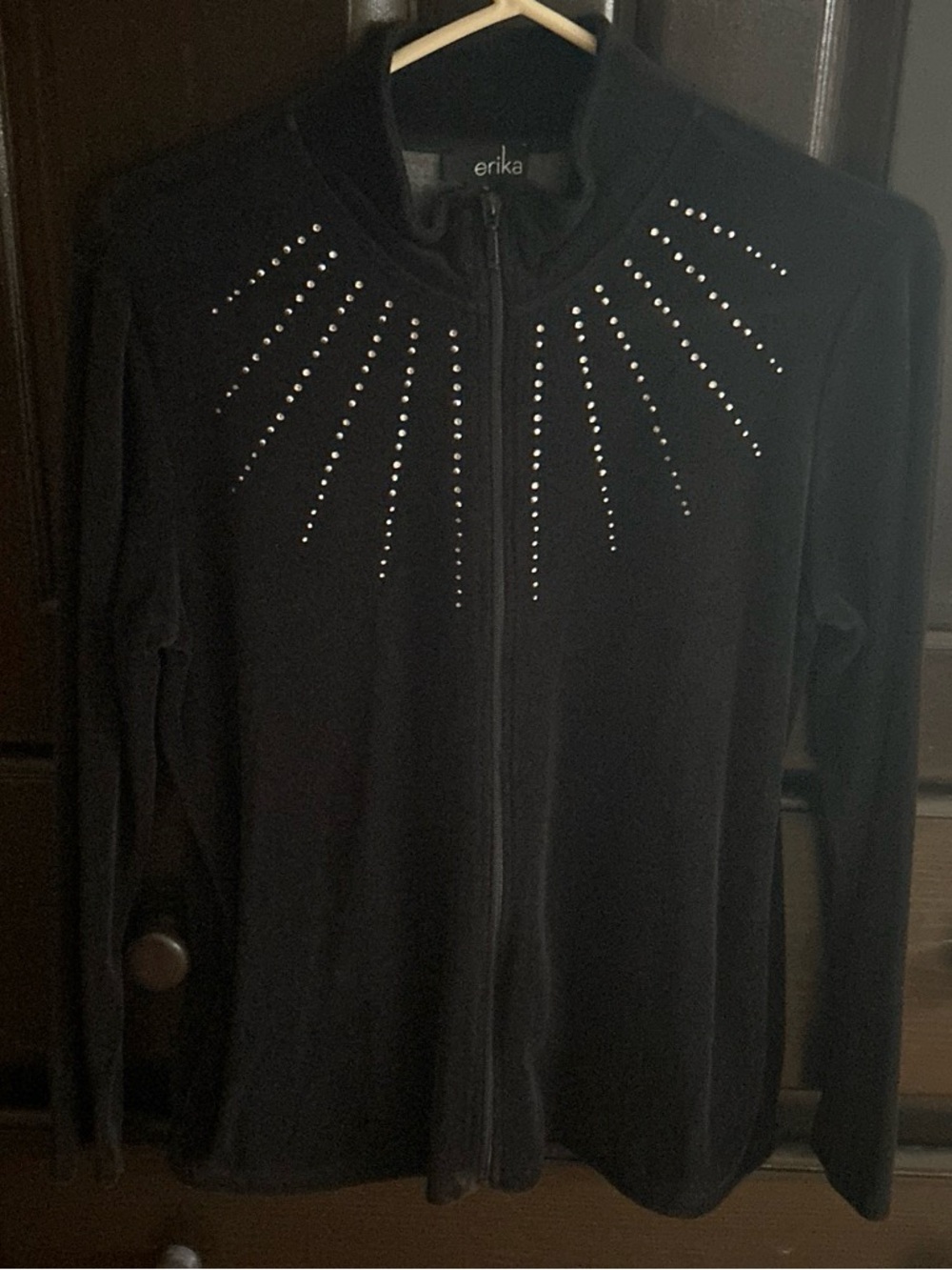 Erika Black Zip-Front suede with Radiant Stud Accents
